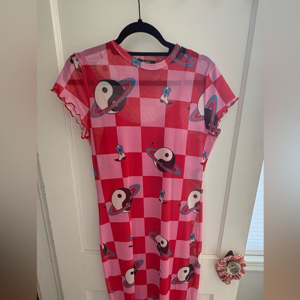 Dressed in LaLa cosmic cowgirl mesh dress